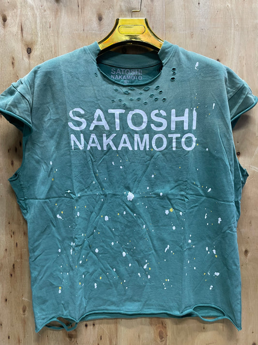 Satoshi Nakamoto Paint Splash Distressed
