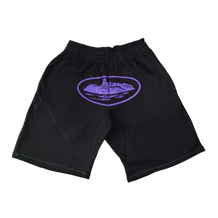 Men's Corteiz Alcatraz Shorts in Black_Purple